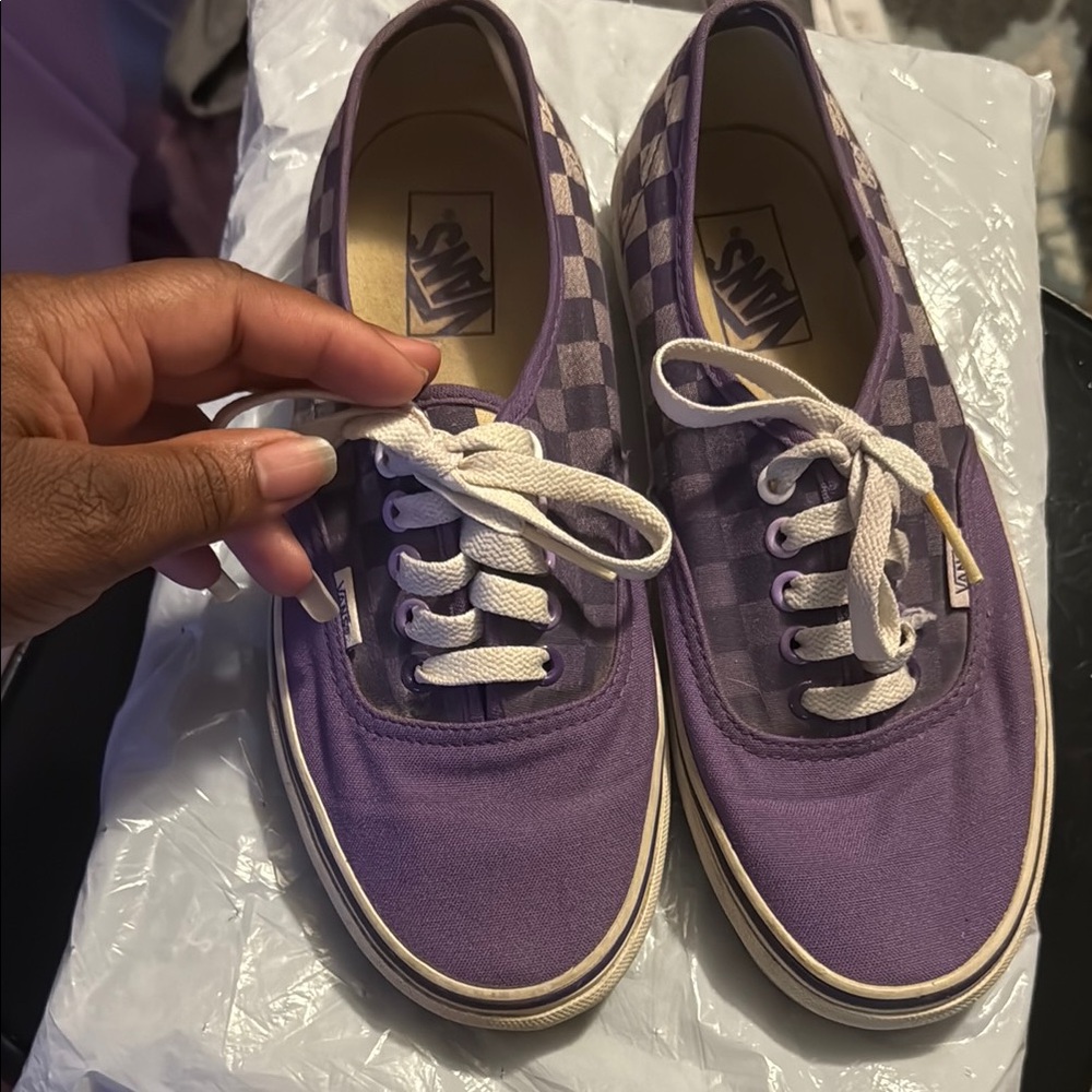 Vans Women's Lavender Checkered Sneakers SZ- M 8/ W 9.5 💜